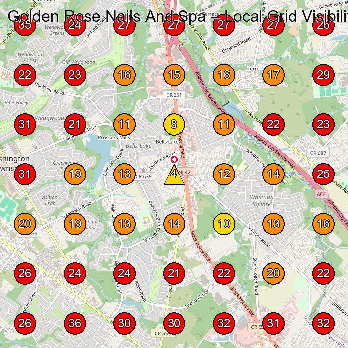 Golden Rose Nails And Spa GeoGrid visibility map for Air Conditioning Contractor in Williamstown